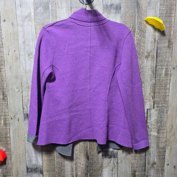 Eileen Fisher Purple Merino Wool Cardigan MP - Picture 2 of 4